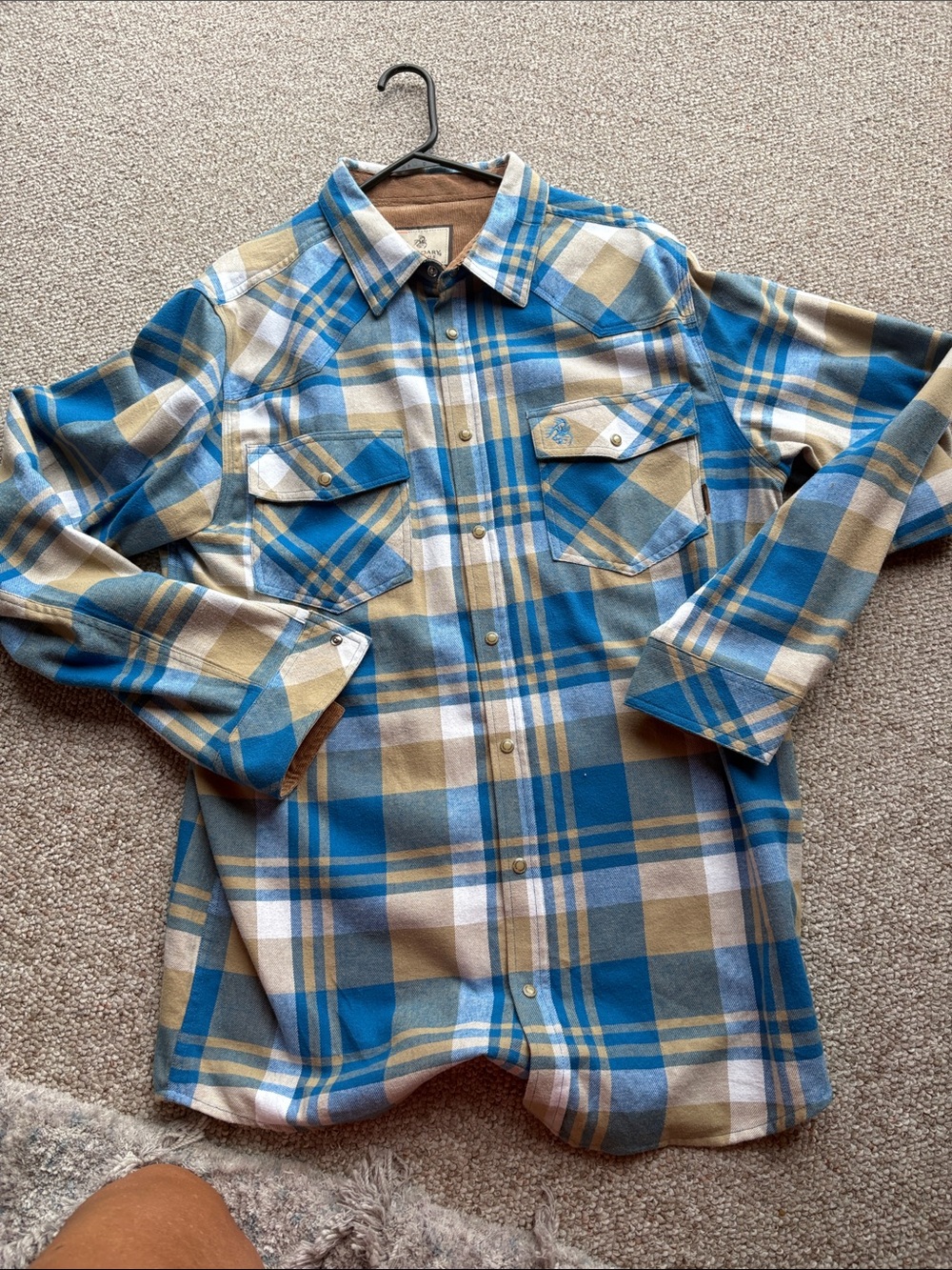 Legendary Whitetails Blue and Tan Plaid Button-Down Shirt